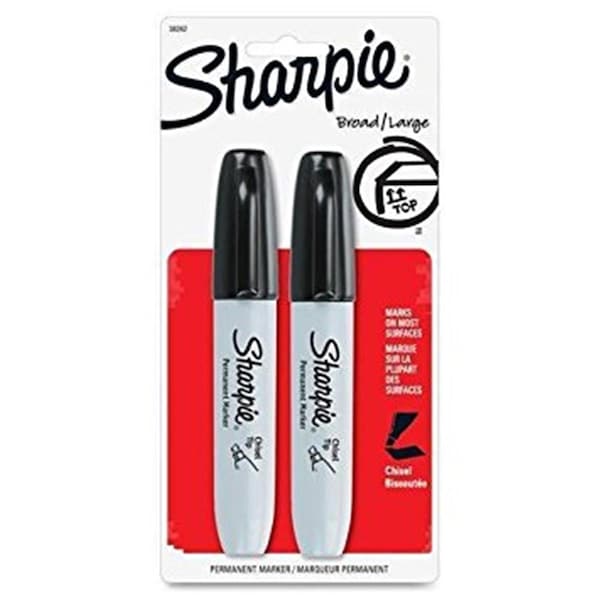 Sharpe Manufacturing Chisel Tip Permanent Markers, Black, 2PK 652-38262PP - main
